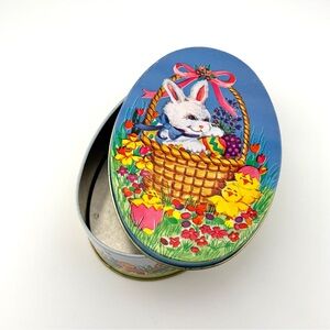 Vintage Easter Bunny Tin | Made in Hong Kong | Kitsch Bunny Decor